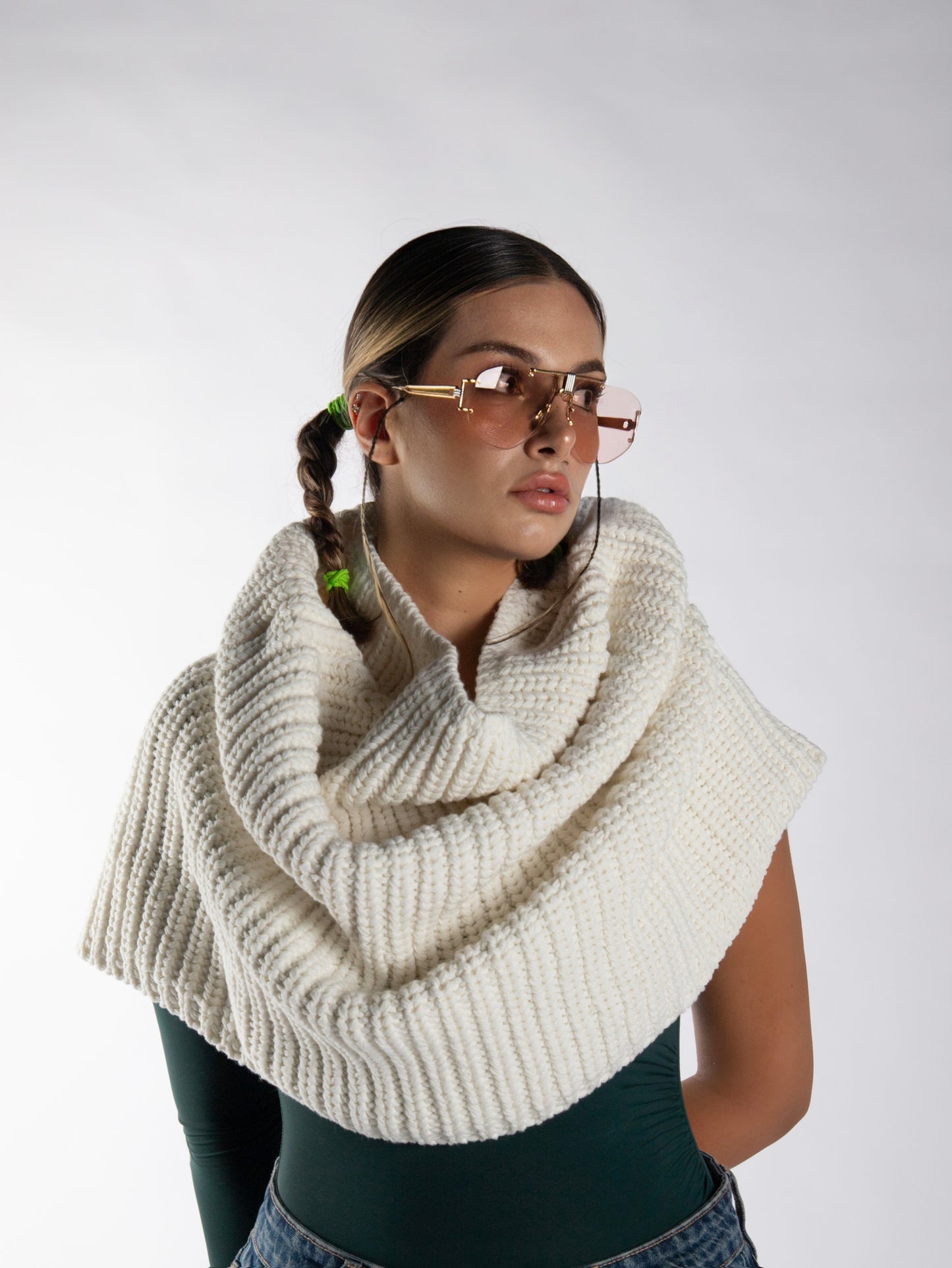 SCULPTURAL DRAPE KNIT CAPELET