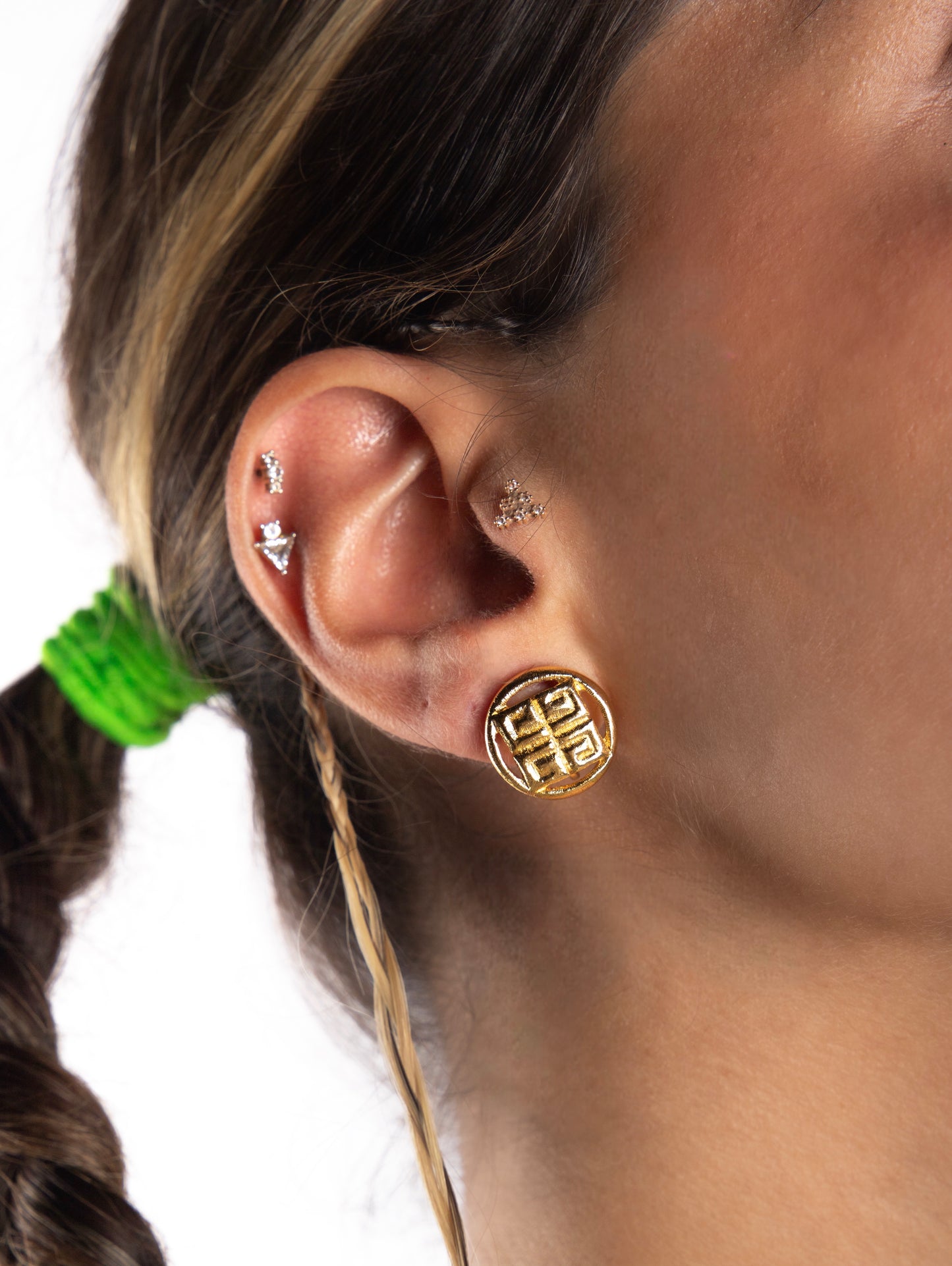 GIVENCHY VINTAGE ALTIN MONOGRAM KLİPSLİ KÜPELER