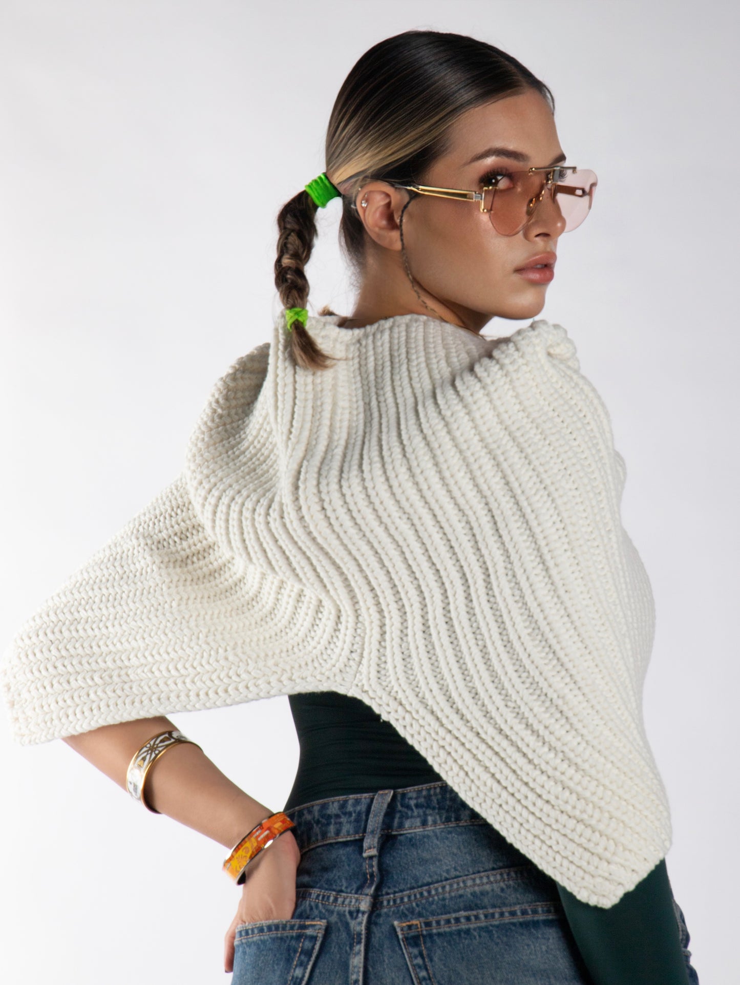 SCULPTURAL DRAPE KNIT CAPELET