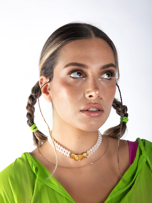 GIVENCHY VINTAGE ÇİÇEKLİ TOKALI İNCİ GERDANLIK