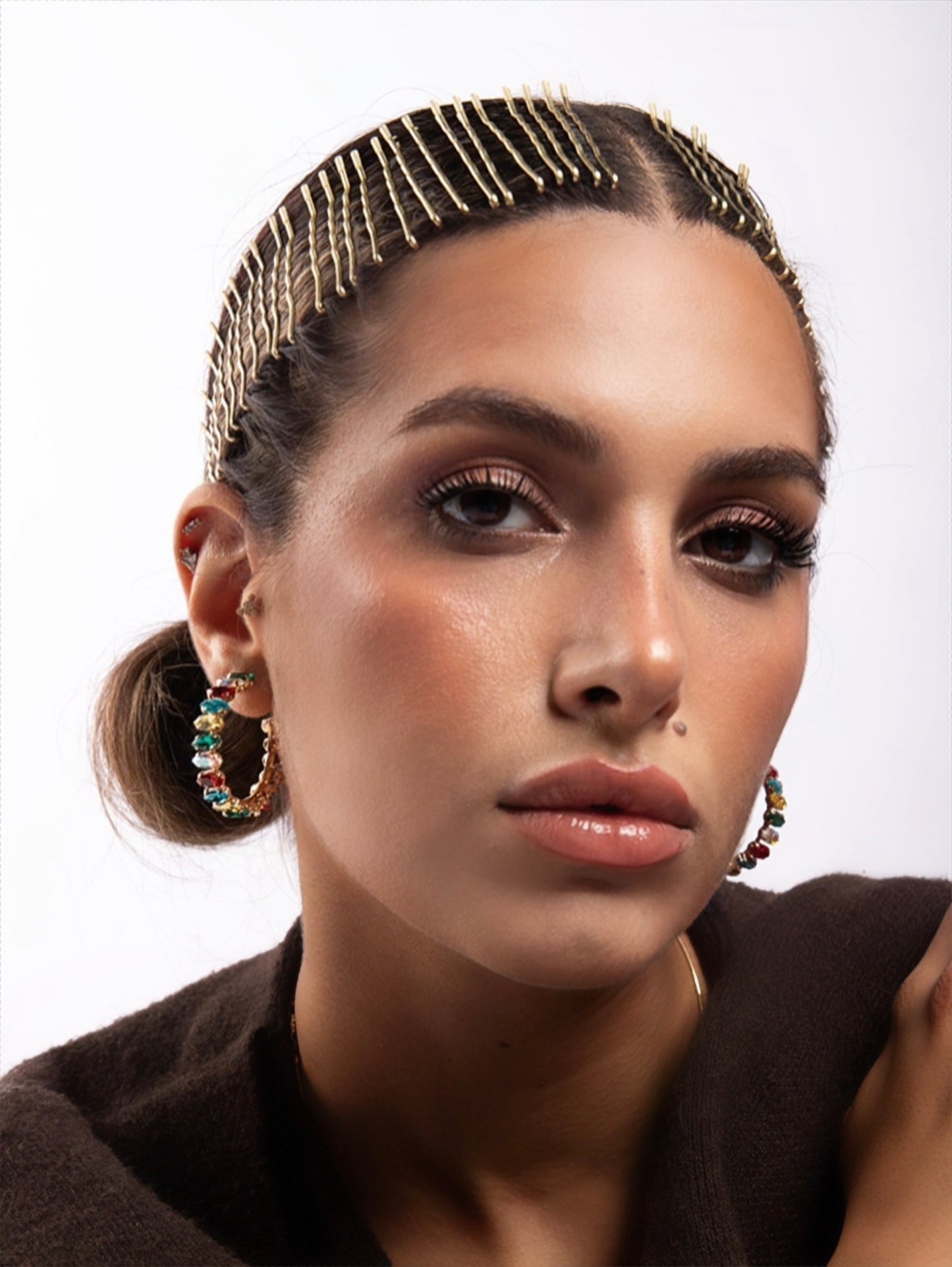 GÖKKUŞAĞI KRISTAL HALKA KÜPELER