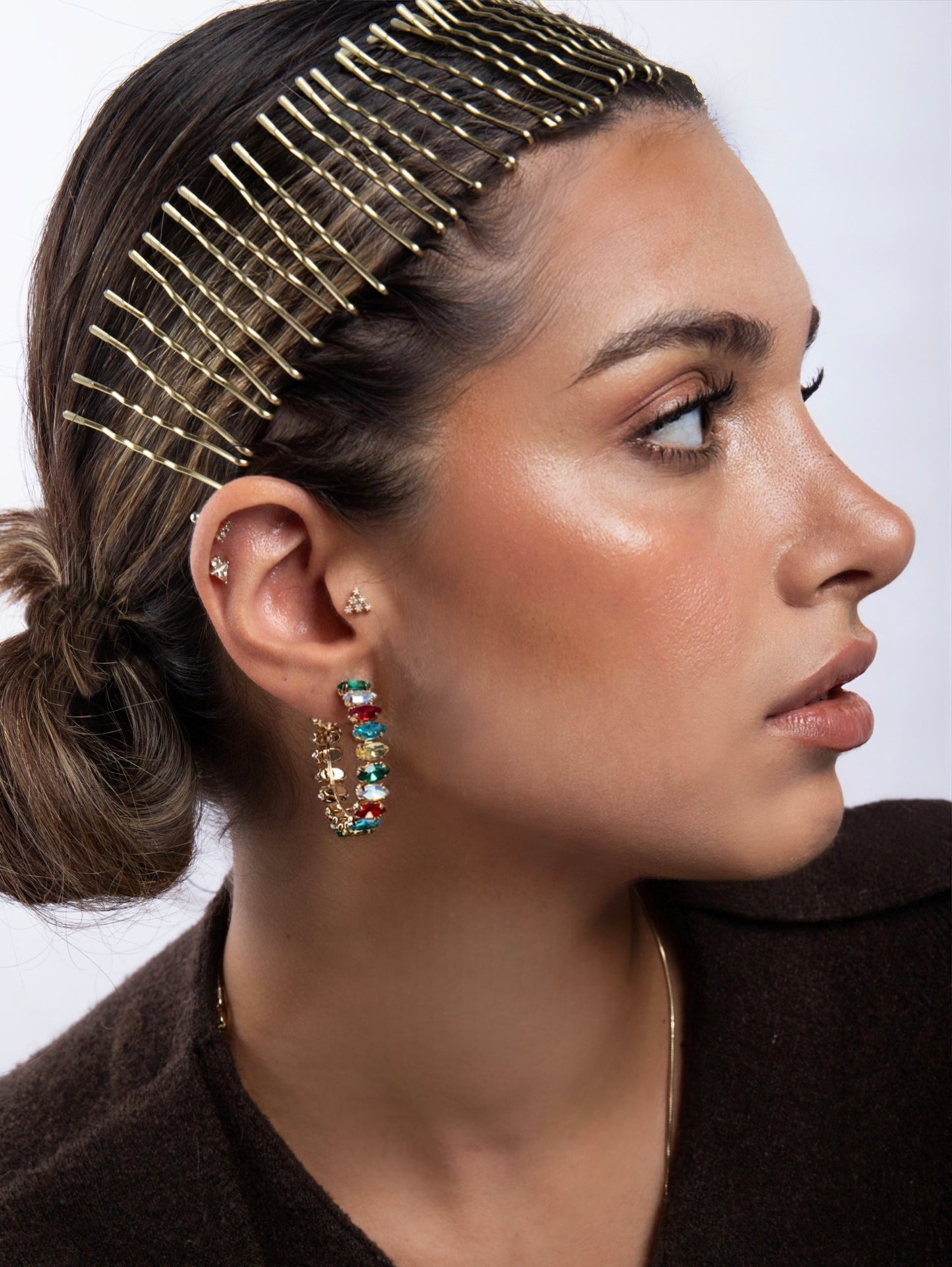 GÖKKUŞAĞI KRISTAL HALKA KÜPELER