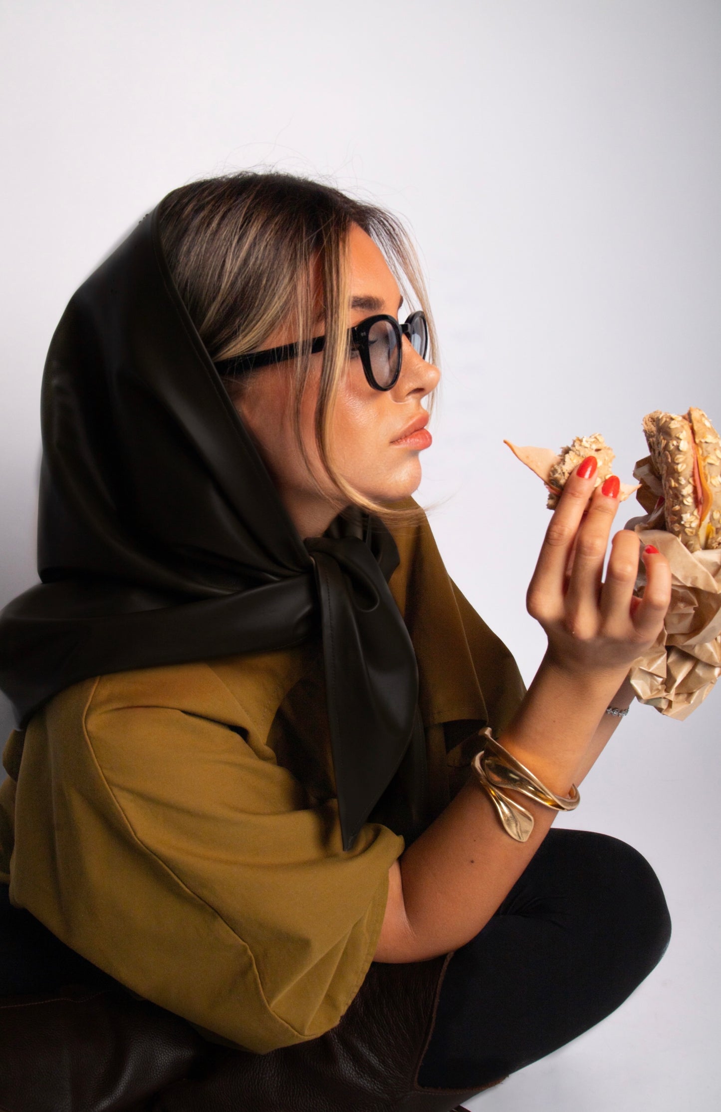 LEATHER BABUSHKA SCARF